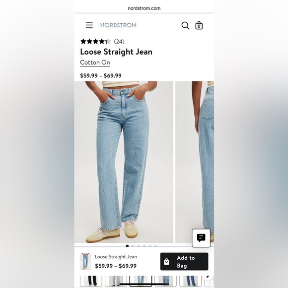 Cotton On Loose Straight Jean with Flower embroidered details. - Picture 6 of 7